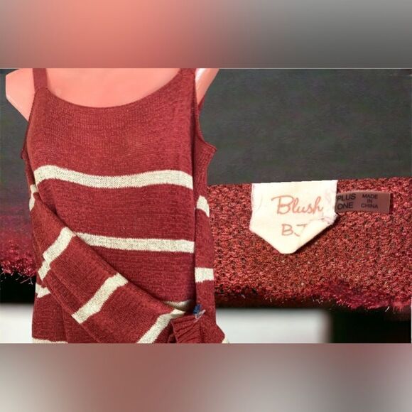 Blush l Rust Striped w/ Cold-Shoulder Cut-Outs l Sweater l 1X - Picture 3 of 8